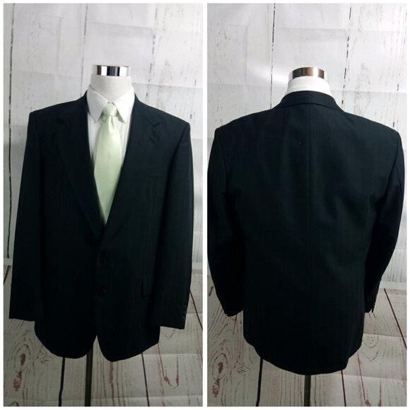 Trieste 41R 2 Button Black Herringbone Striped 2pc - Picture 6 of 15